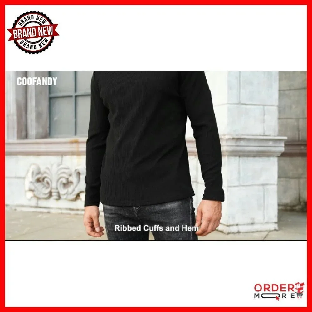 Men's Mock Turtleneck Thermal Sweater Long Sleeve Ribbed Pullover